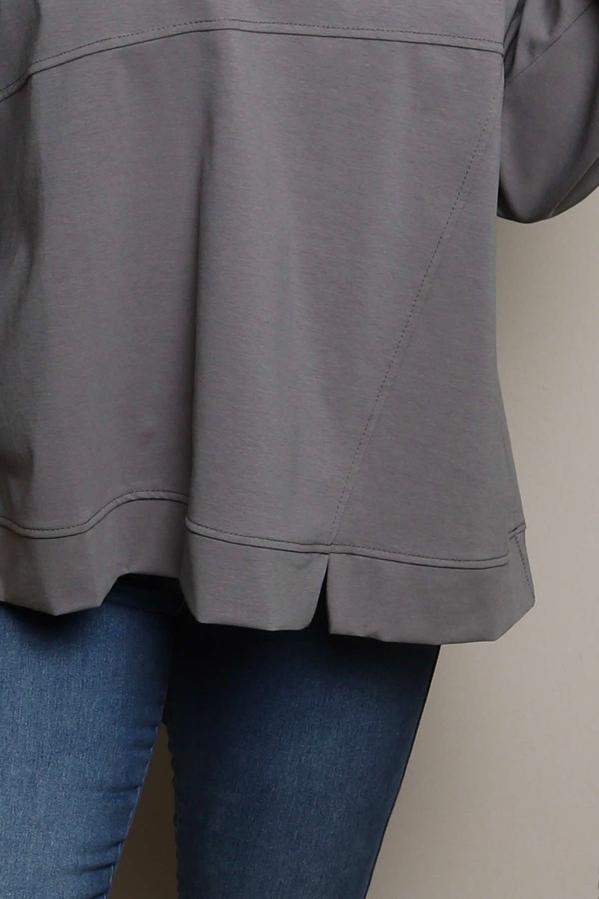 Maleah Seam Detail Top Mid Grey