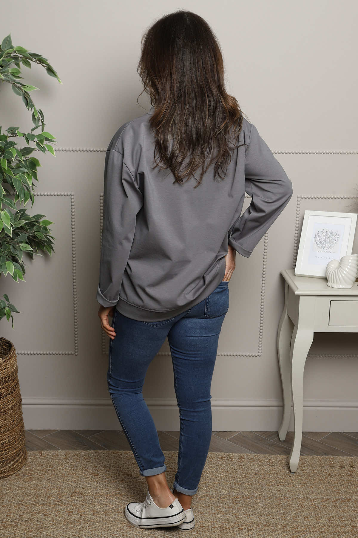 Maleah Seam Detail Top Mid Grey