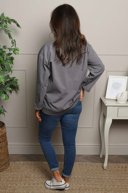 Maleah Seam Detail Top Mid Grey - Image 4