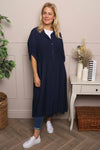 Emersyn Crinkle Shirt Dress Navy