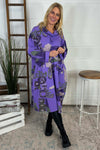 Charlize Print Cowl Neck Cotton Dress Purple