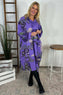 Charlize Print Cowl Neck Cotton Dress Purple