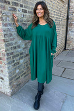 Eliza Cotton Dress Emerald Emerald - Eliza Cotton Dress Emerald