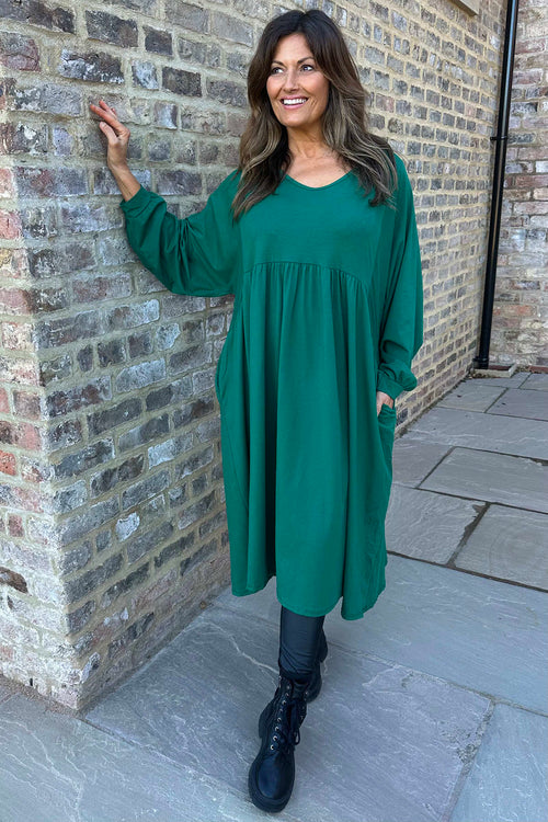 Eliza Cotton Dress Emerald