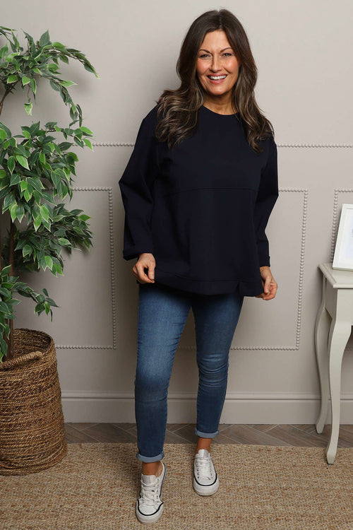 Maleah Seam Detail Top Navy - Image 1