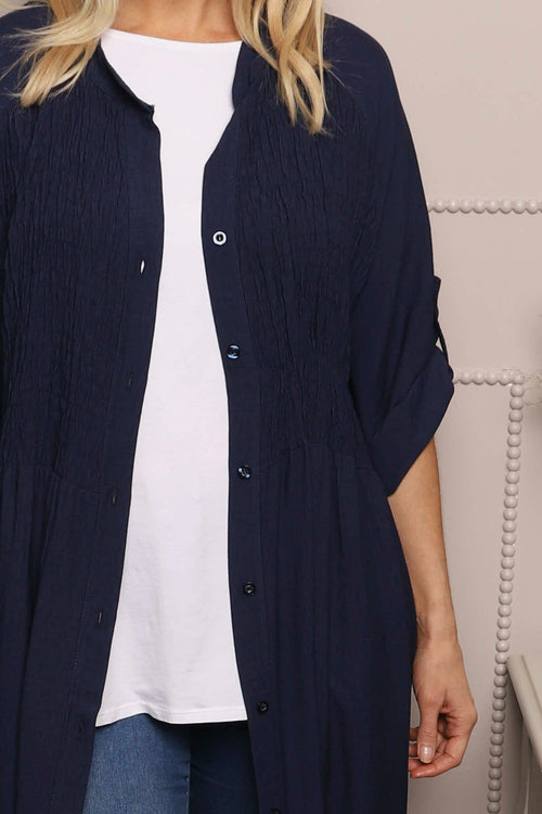 Emersyn Crinkle Shirt Dress Navy - Image 3