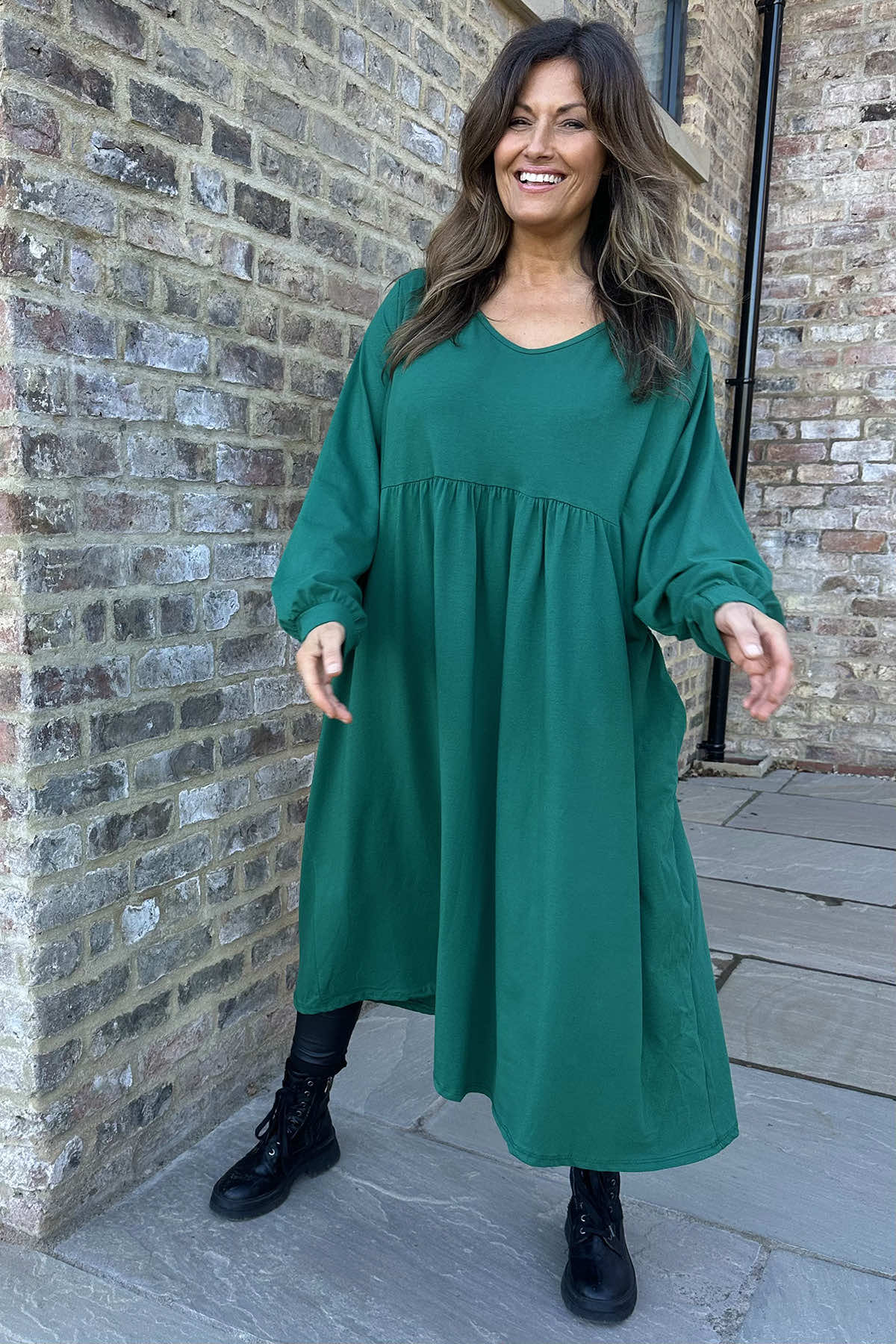 Eliza Cotton Dress Emerald