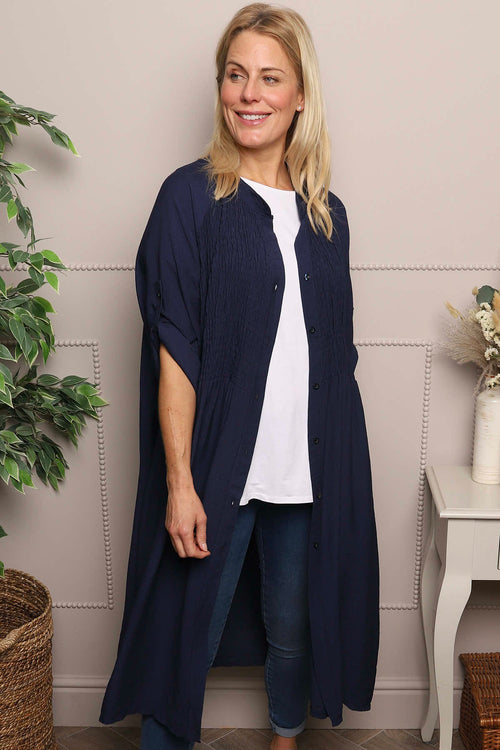 Emersyn Crinkle Shirt Dress Navy - Image 2