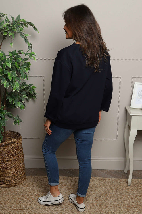 Maleah Seam Detail Top Navy - Image 4
