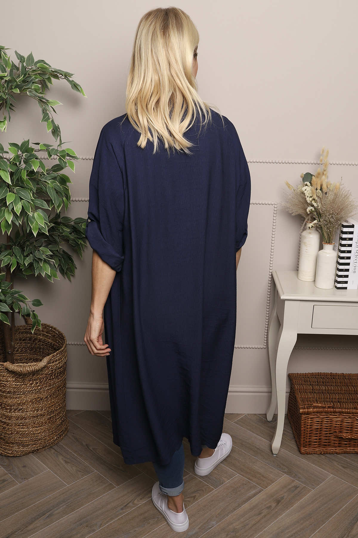 Emersyn Crinkle Shirt Dress Navy