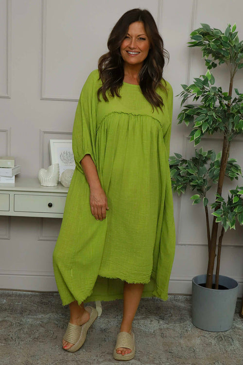 green dress bag Pure Cotton Block Printed White Long Tiered Dress