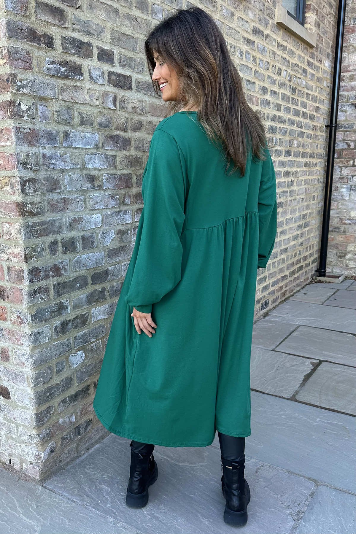 Eliza Cotton Dress Emerald