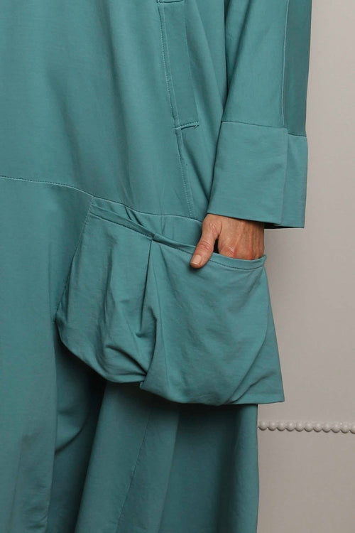 Sharon Pocket Cotton Dress Jade Green - Image 3