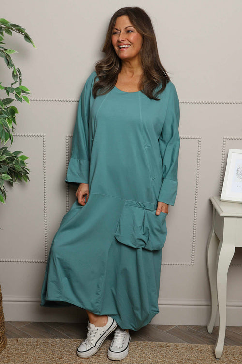 Sharon Pocket Cotton Dress Jade Green - Image 1