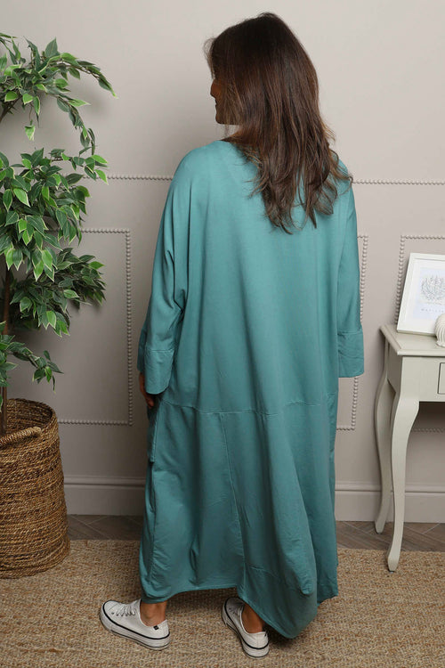 Sharon Pocket Cotton Dress Jade Green - Image 4