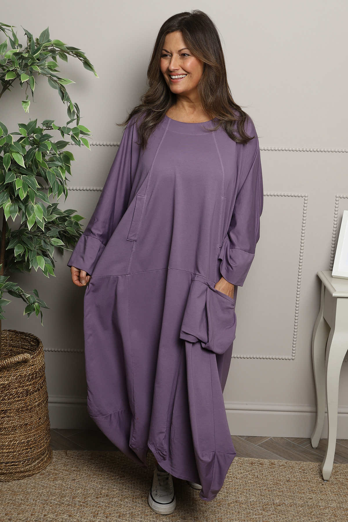Sharon Pocket Cotton Dress Purple