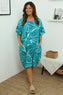 Milana Floral Print Linen Dress Aqua
