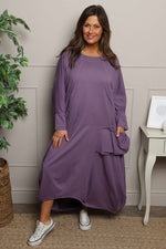 Sharon Pocket Cotton Dress Purple Purple - Sharon Pocket Cotton Dress Purple