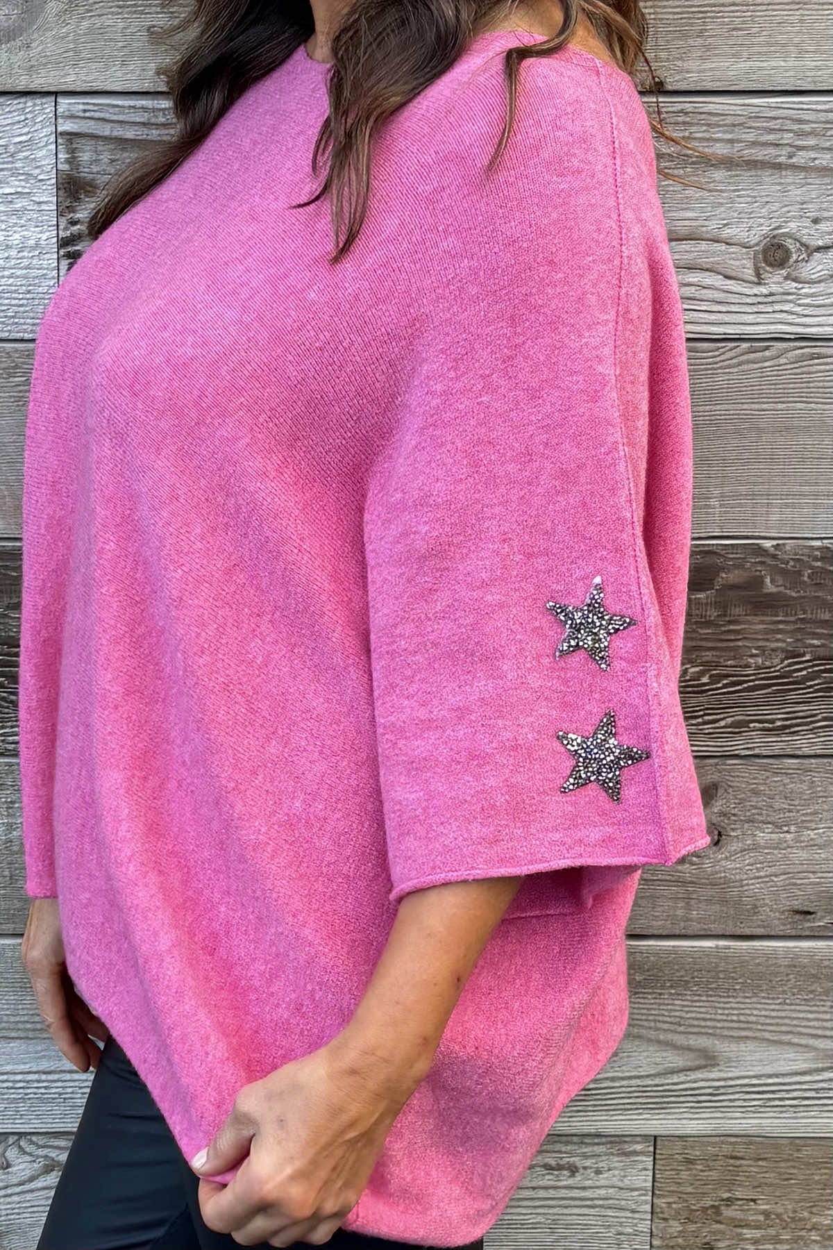 Stella Star Sleeve Knitted Jumper Fuchsia