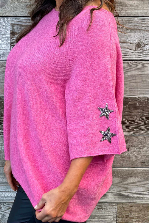 Stella Star Sleeve Knitted Jumper Fuchsia - Image 3