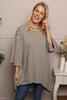 Darby Stripe Dipped Hem Cotton Top Khaki