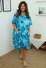 Milana Floral Print Linen Dress Blue