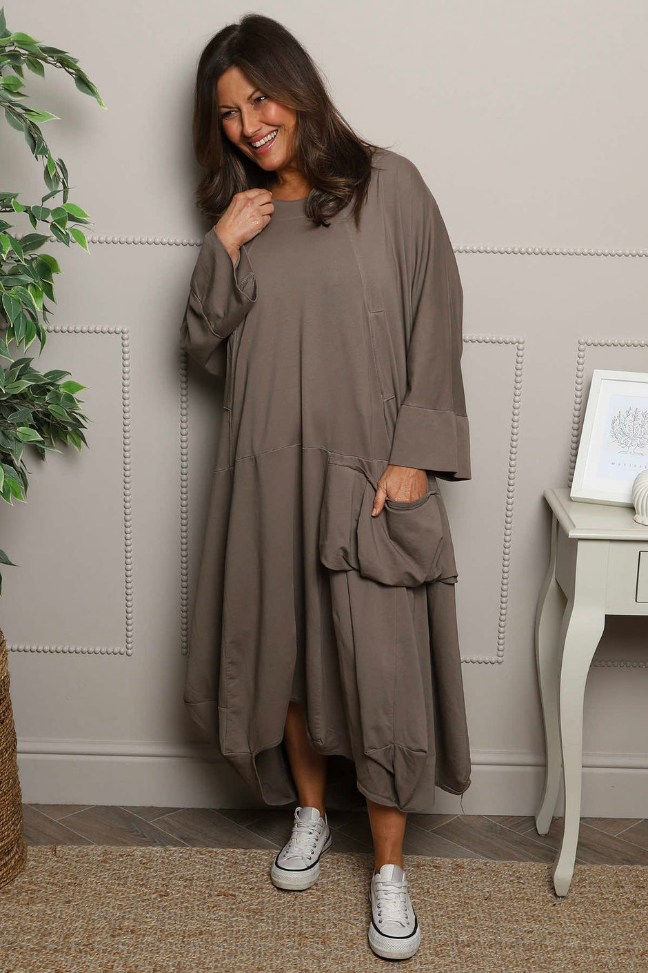 Sharon Pocket Cotton Dress Mocha