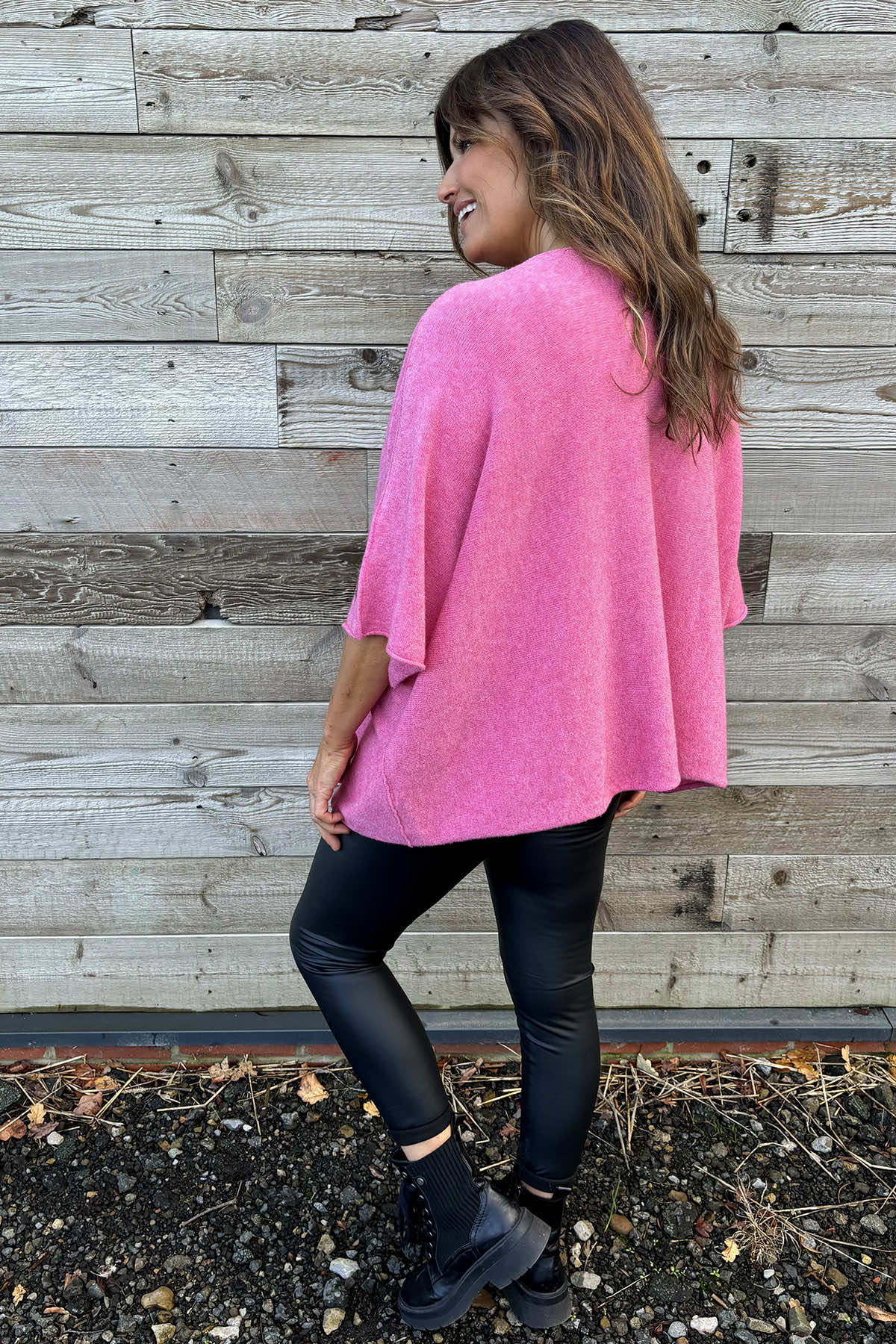 Stella Star Sleeve Knitted Jumper Fuchsia