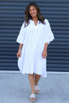 Crespa Crinkle Cotton Dress White