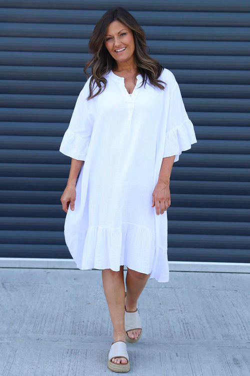 Crespa Crinkle Cotton Dress White - Image 1