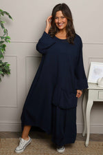 Sharon Pocket Cotton Dress Navy Navy - Sharon Pocket Cotton Dress Navy