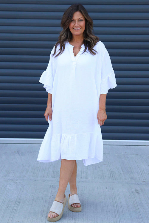 Crespa Crinkle Cotton Dress White - Image 2