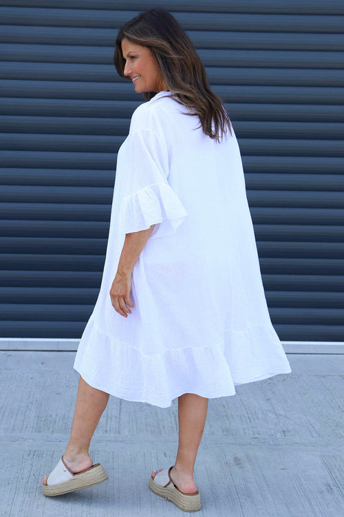 Crespa Crinkle Cotton Dress White - Image 4