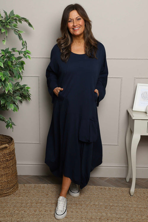 Sharon Pocket Cotton Dress Navy - Image 2