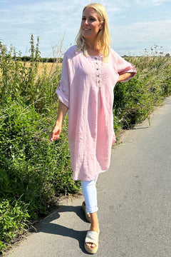 Charlotte Linen Dress Pink