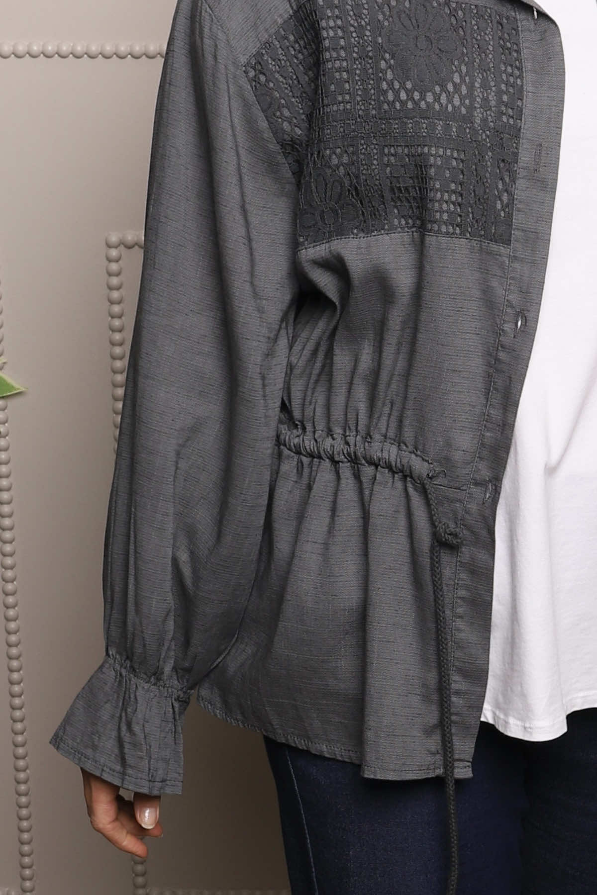 Liyana Lace Detail Shirt Charcoal