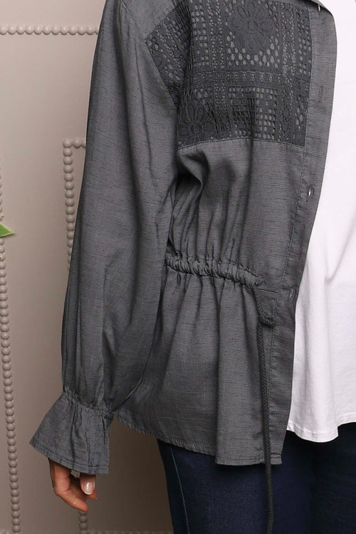 Liyana Lace Detail Shirt Charcoal - Image 5
