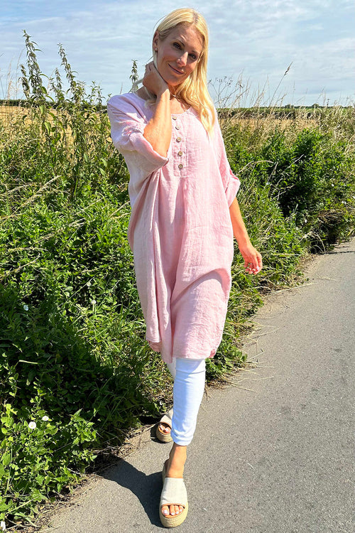 Charlotte Linen Dress Pink - Image 3