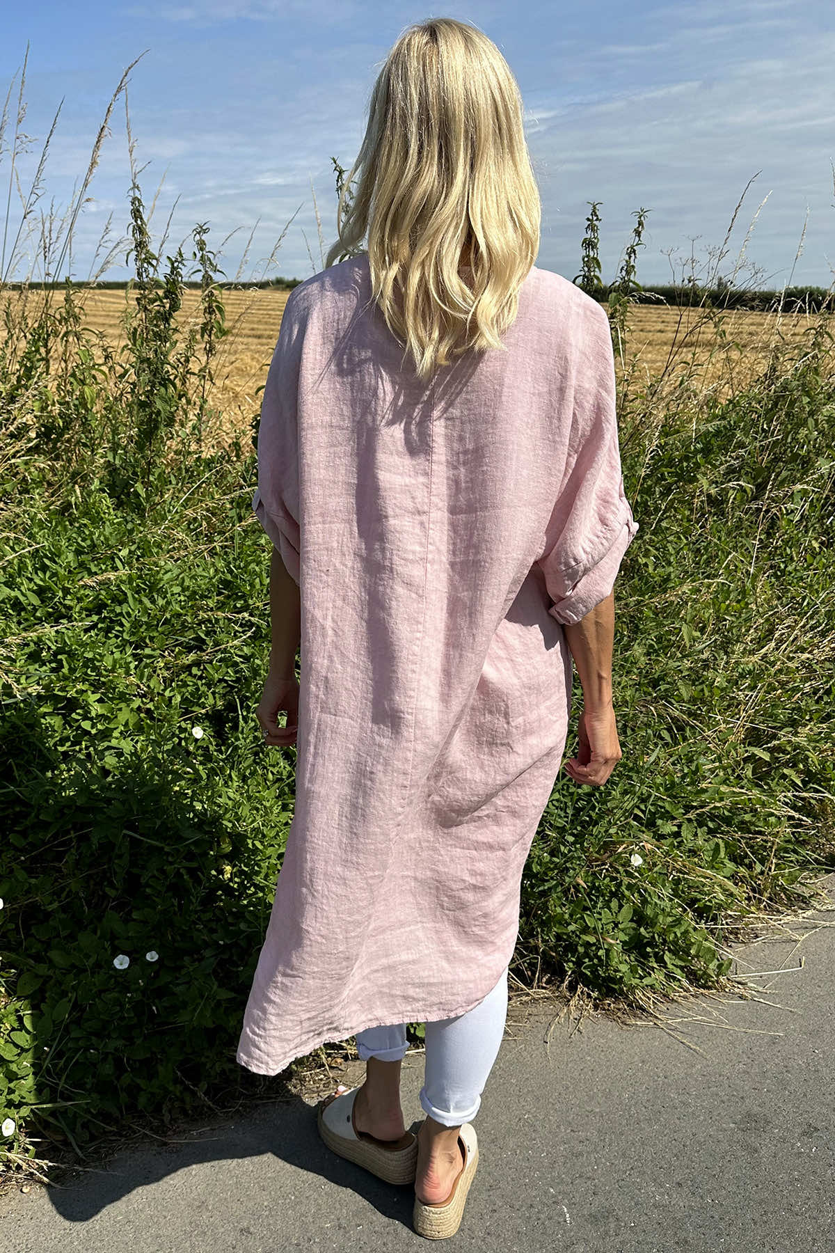 Charlotte Linen Dress Pink