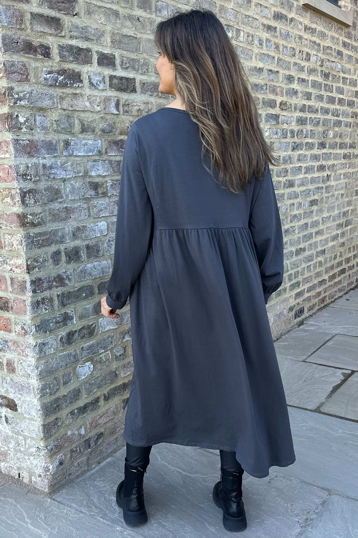 Eliza Cotton Dress Charcoal