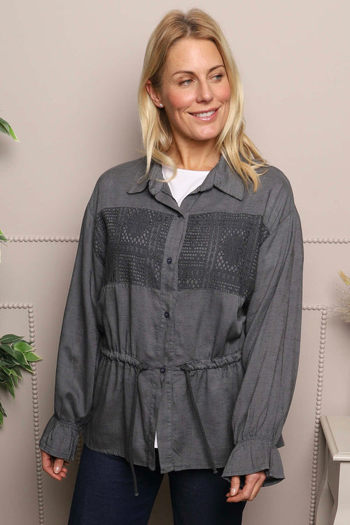 Liyana Lace Detail Shirt Charcoal - Image 3