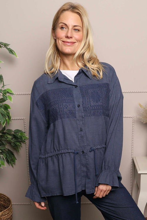 Liyana Lace Detail Shirt Navy - Image 3