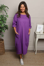 Melany Pocket Cotton Dress Purple Purple - Melany Pocket Cotton Dress Purple