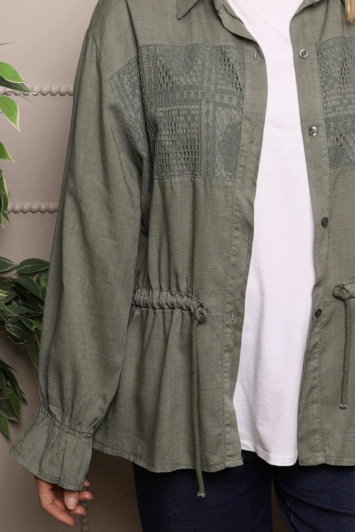 Liyana Lace Detail Shirt Khaki