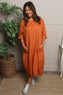 Melany Pocket Cotton Dress Burnt Orange