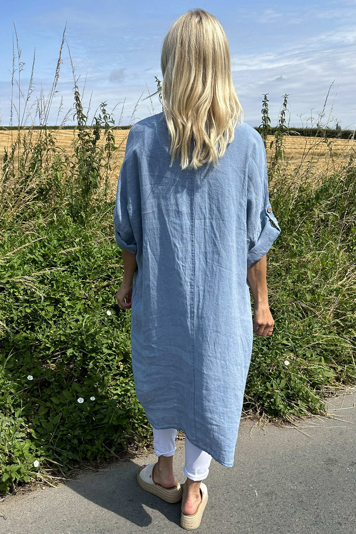 Charlotte Linen Dress Blue