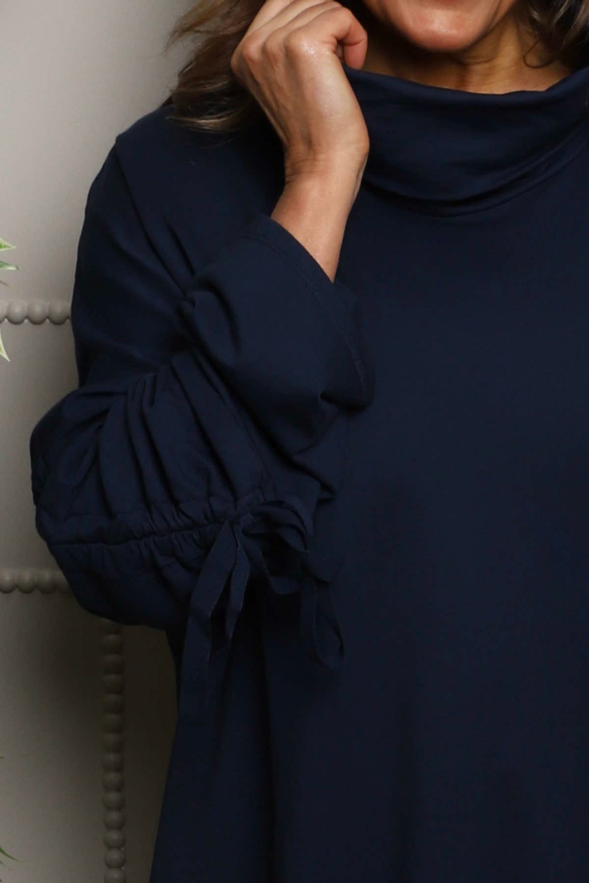 Dalary Cowl Neck Cotton Tunic Navy