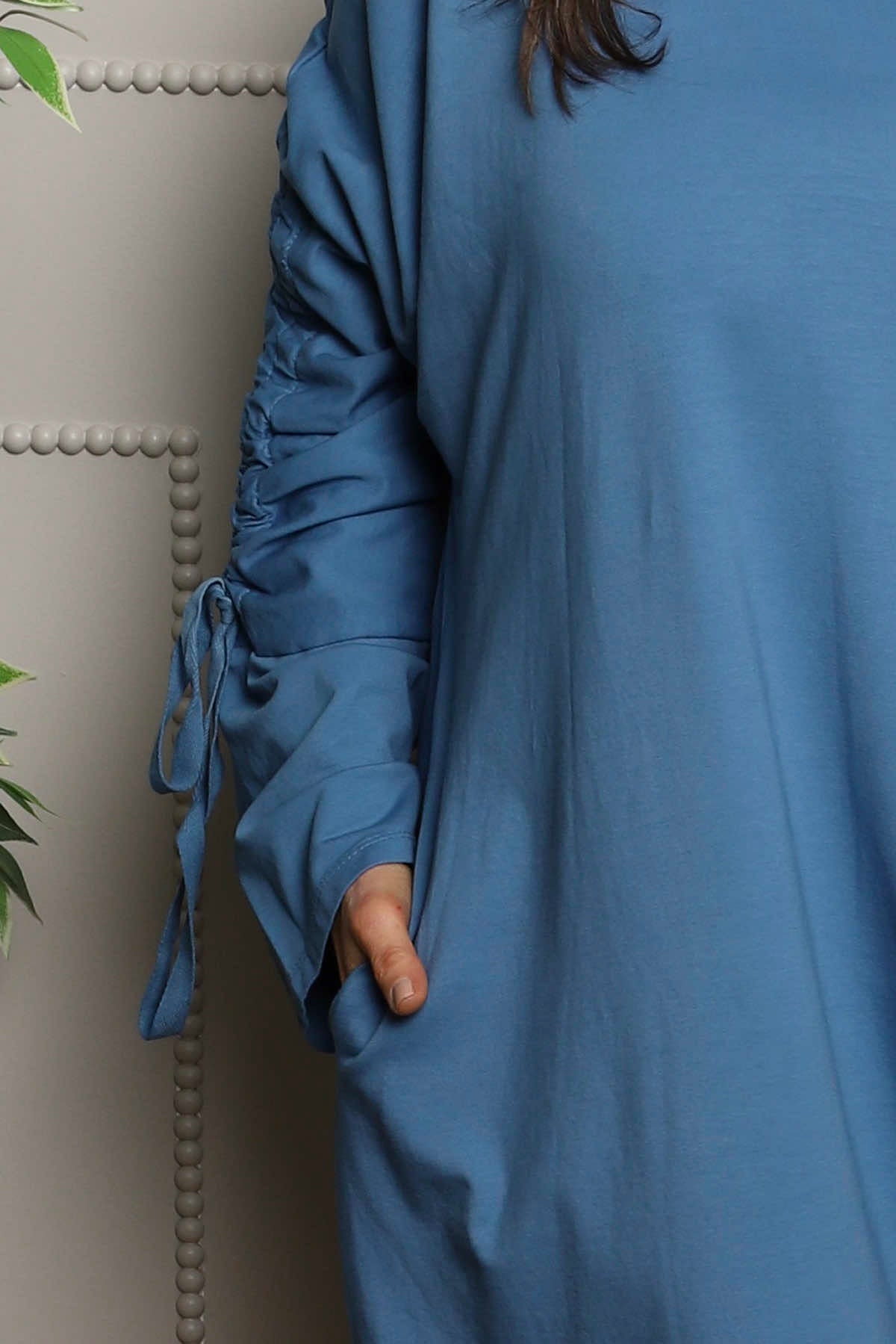 Dalary Cowl Neck Cotton Tunic Blue