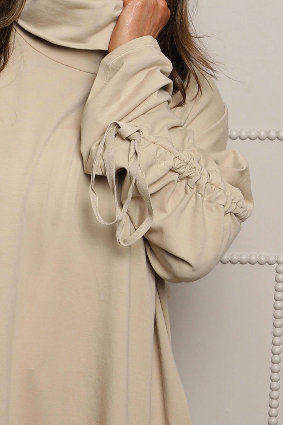 Dalary Cowl Neck Cotton Tunic Camel