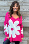 Joan Flower Knitted Jumper Hot Pink